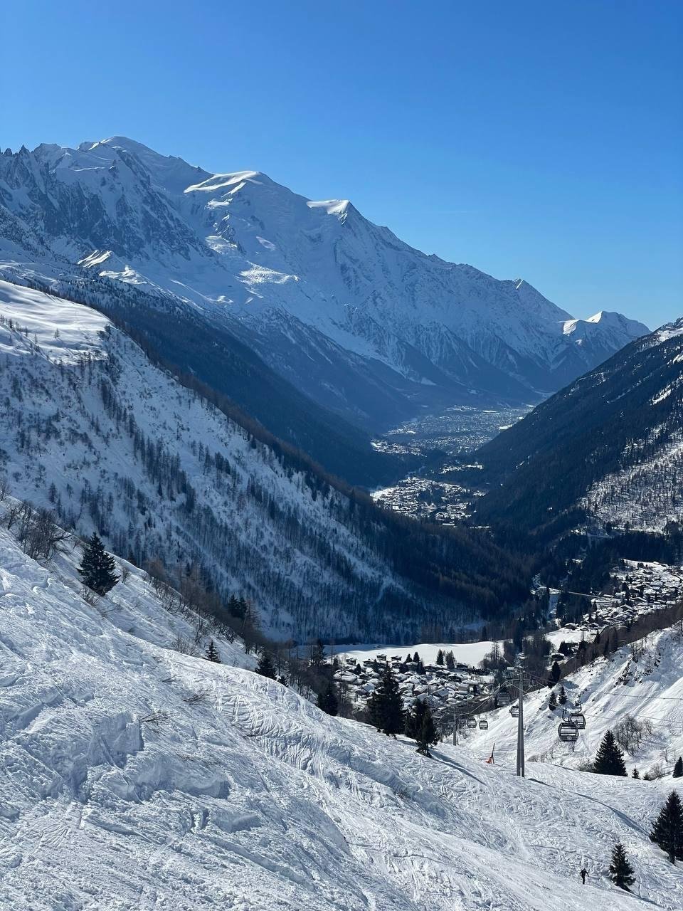 Виды с Le Tour в долину Шамони и Mont Blanc