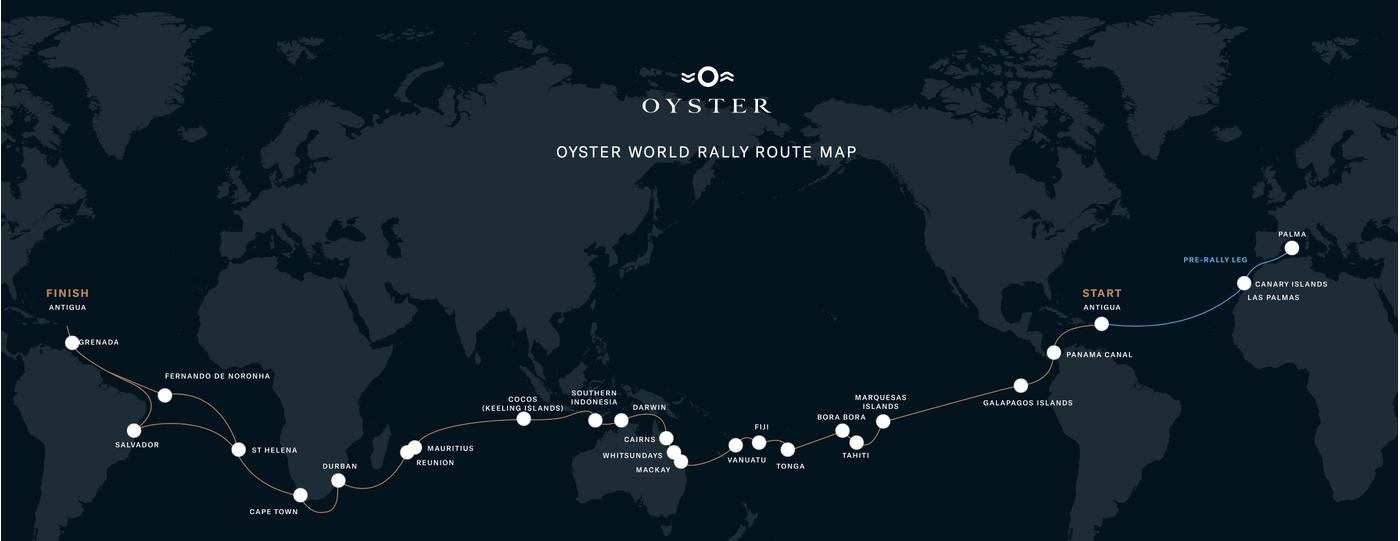 маршрут на карте кругосветного проекта Oyster World Rally
