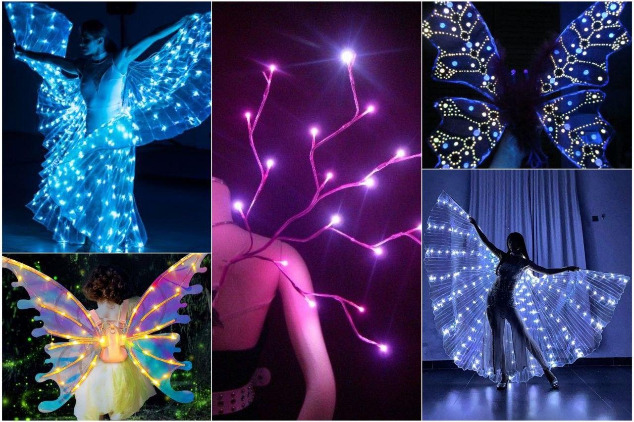 да-да, такие крылья тоже можно просто купить на алике или тему, обычно они работают от павербанка заткнутого за пояс