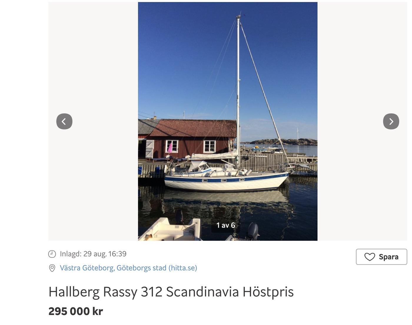 отличный Hallberg Rassy 312 за 27 тысяч евро в Швеции