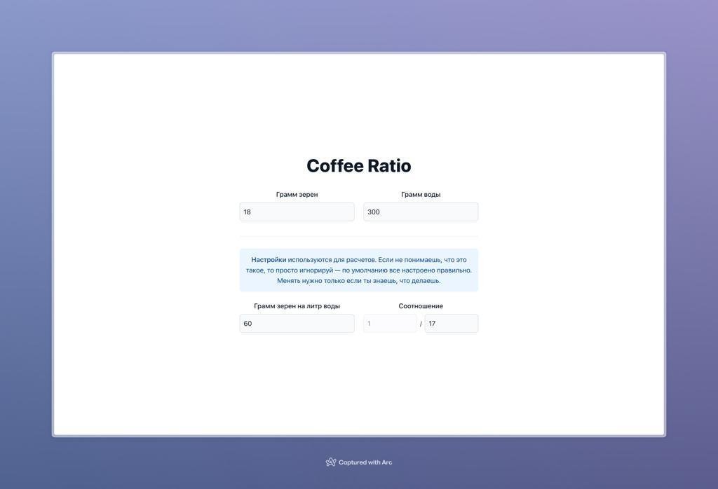Ratio — соотношение кофе и воды без боли