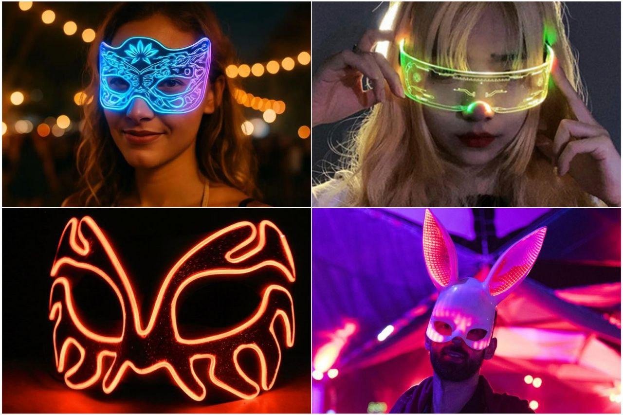 светящиеся очки и маски в изобилии и разнообразии продаются на маркеплейсах