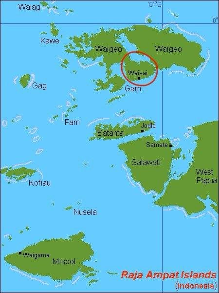 Карта архипелага Раджа Ампат