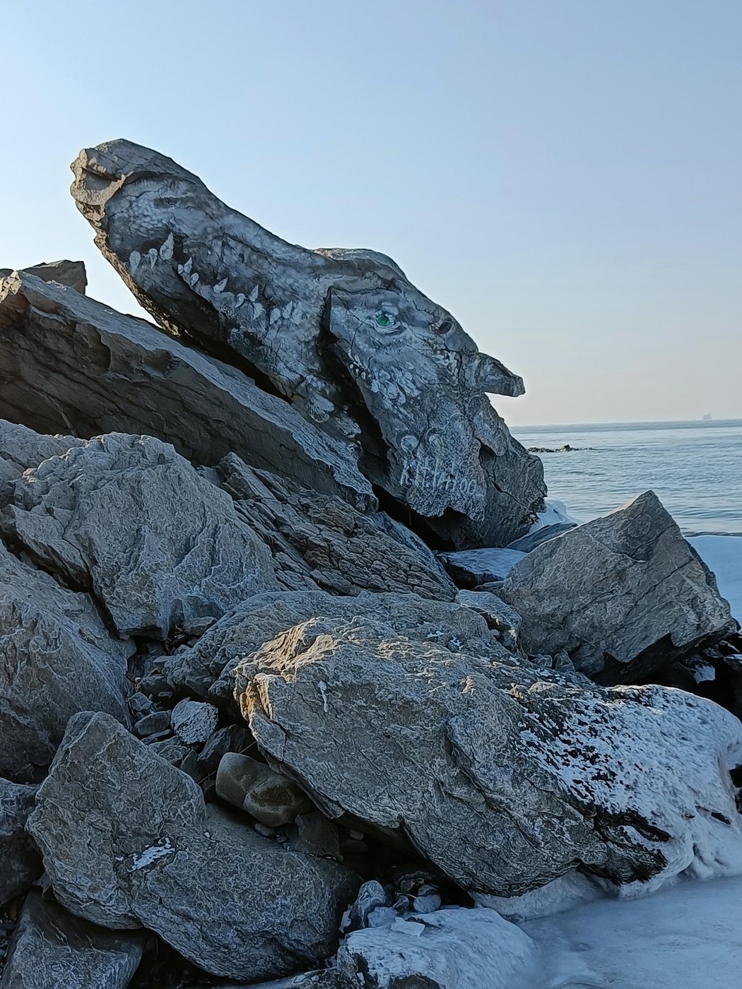 Камень в виде головы дракона у пляжа Золотари