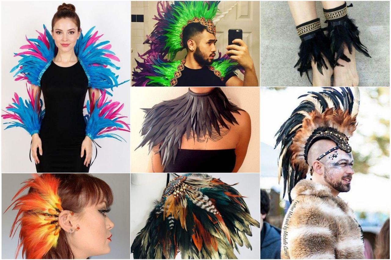 перья — это всегда офигенно! штука на голову называется роуч, если соберётесь искать на алике