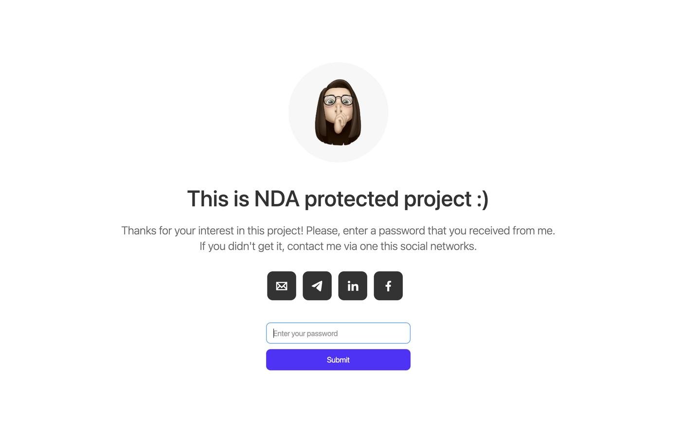 Мой запороленный NDA проект на сайте