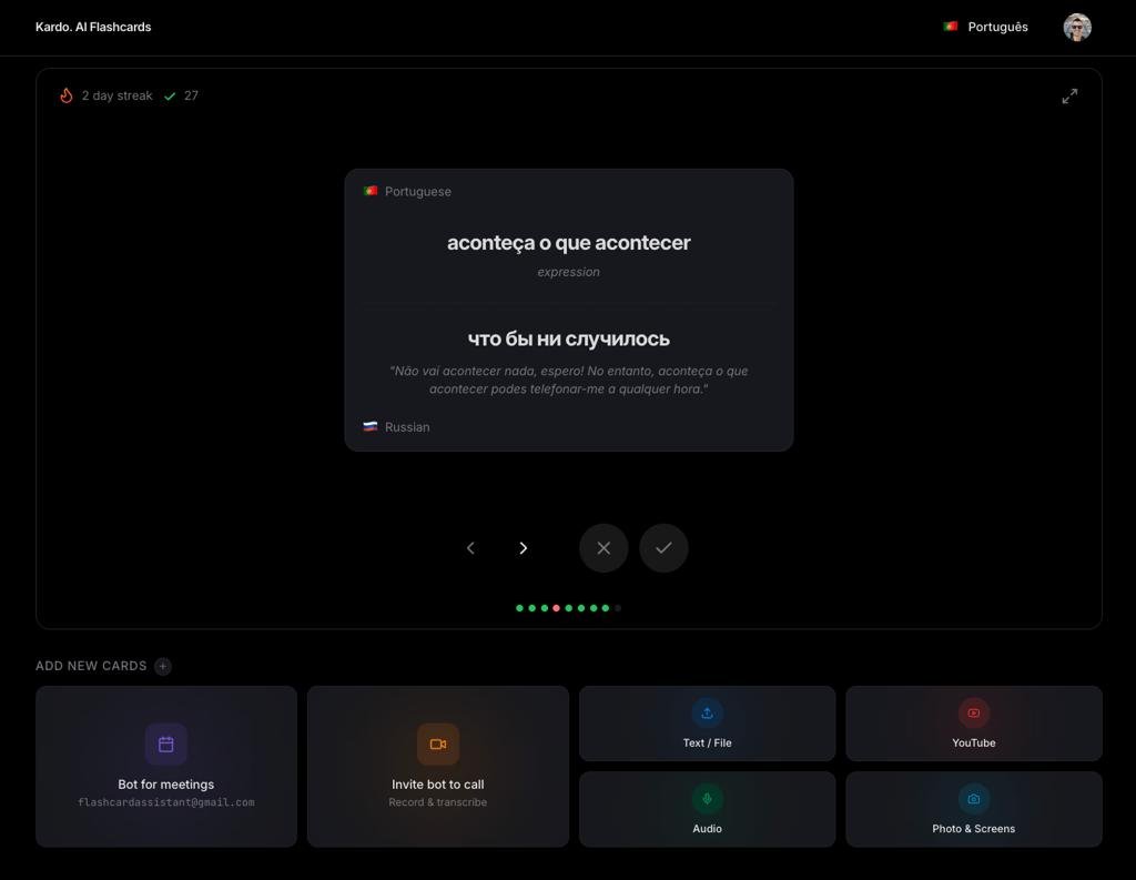 KARDO — карточки для повторения из занятий с репетитором